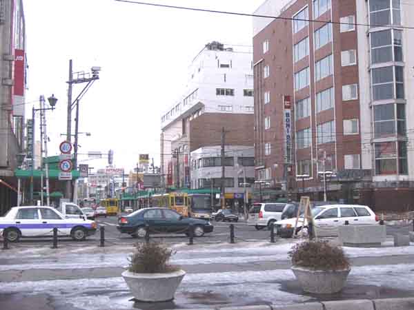 起点 函館駅前交差点 R279は写真右側