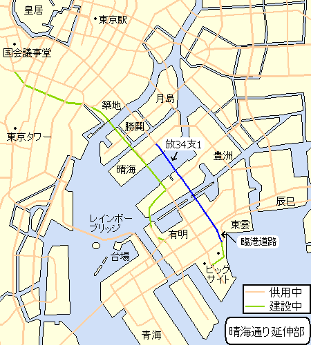 晴海通り延伸部・地図