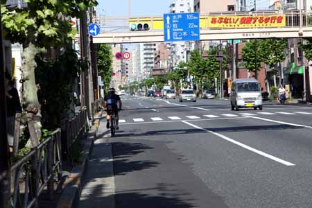 東京都墨田区 言問橋(隅田川)東付近から終点方向を望む